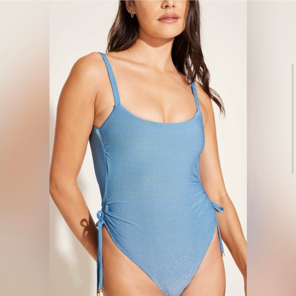 NWT Vitamin A Blue Lurex Made in USA Gemma One-Piece Swimsuit - Size Small